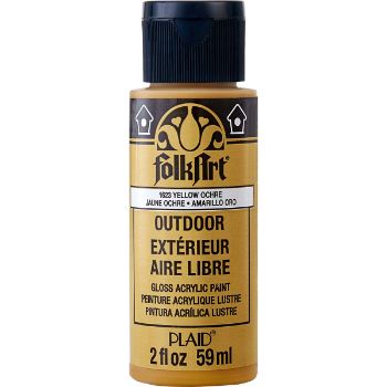 Imagen de Pintura acrilica para exterior brillante Outdoor Acrylic Paint *59ml. color 1623 Yellow Ochre Ocre FOLKART 