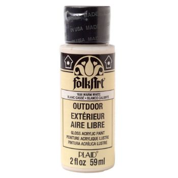 Imagen de Pintura acrilica para exterior brillante Outdoor Acrylic Paint *59ml. color 1656 Warm White Blanco caliente FOLKART 