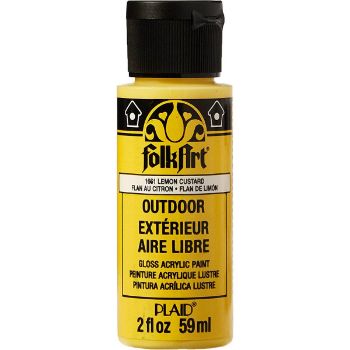 Imagen de Pintura acrilica para exterior brillante Outdoor Acrylic Paint *59ml. color 1661 Lemon Custard Amarillo limon FOLKART 