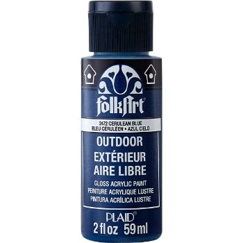 Imagen de Pintura acrilica para exterior brillante Outdoor Acrylic Paint *59ml. color 2472 Cerulean Blue Azul Ceruleo FOLKART 