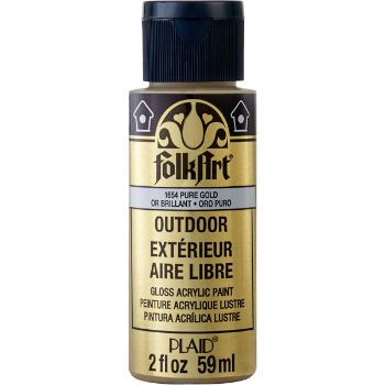 Imagen de Pintura acrilica para exterior metalica Outdoor Acrylic Paint *59ml. color 1654 Pure Gold oro puro FOLKART 