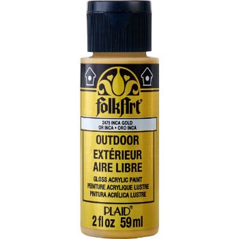 Imagen de Pintura acrilica para exterior metalica Outdoor Acrylic Paint *59ml. color 2475 Inca Gold Oro Inca FOLKART 