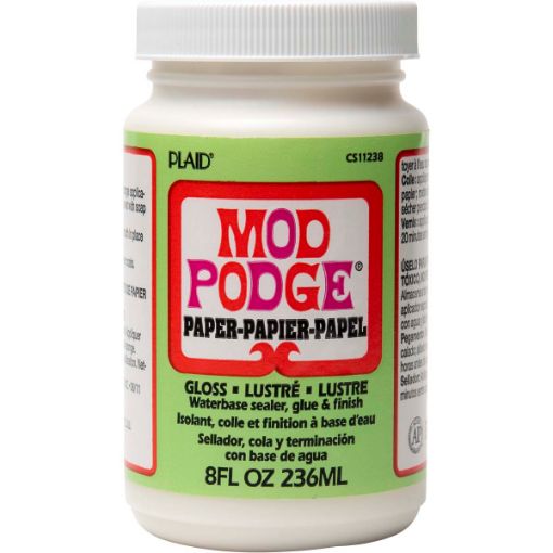 Imagen de Mod Podge Paper gloss adhesivo sellador y barniz para decoupage con terminacion brillante *8oz. 236ml. PLAID 