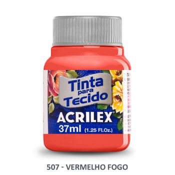 Imagen de Pintura para tela de algodon con terminacion mate "ACRILEX" de 37cc. color 507 rojo fuego