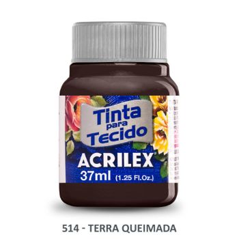 Imagen de Pintura para tela de algodon con terminacion mate "ACRILEX" de 37cc. color 514 tierra quemada