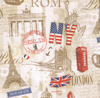 Imagen de Servilleta para decoupage estampada de 33*33cms. cod.V032