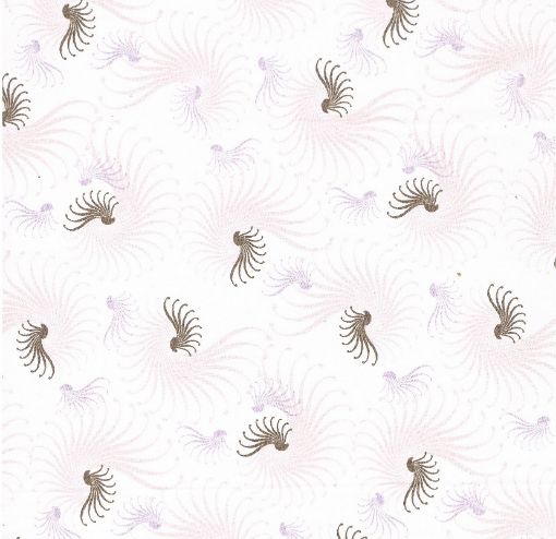 Imagen de Tela para Patchwork 100% algodon de 49*49cms. cod.48956/02 Caracolas con lineas fondo blanco