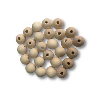 Imagen de Cuentas de madera natural redondas con agujero de 14mms. *25grs.=30 unidades aprox.