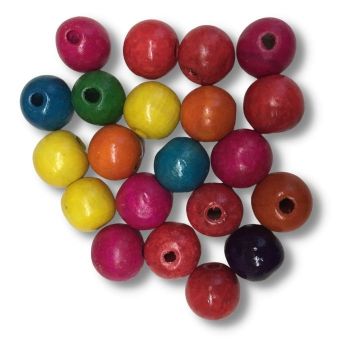 Imagen de Cuentas de madera redondas con agujero de colores de 20mms. *50grs.=20 unidades aprox.