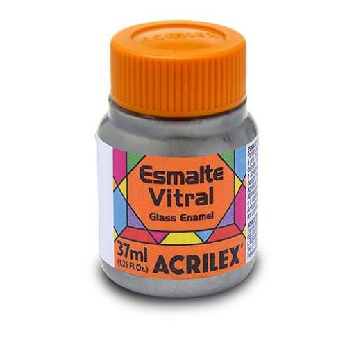 Imagen de Esmalte vitral para vidrio y ceramica "ACRILEX" *37ml. color metalizado plata 533