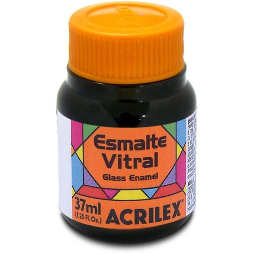 Imagen de Esmalte vitral para vidrio y ceramica "ACRILEX" *37ml. color Negro 520