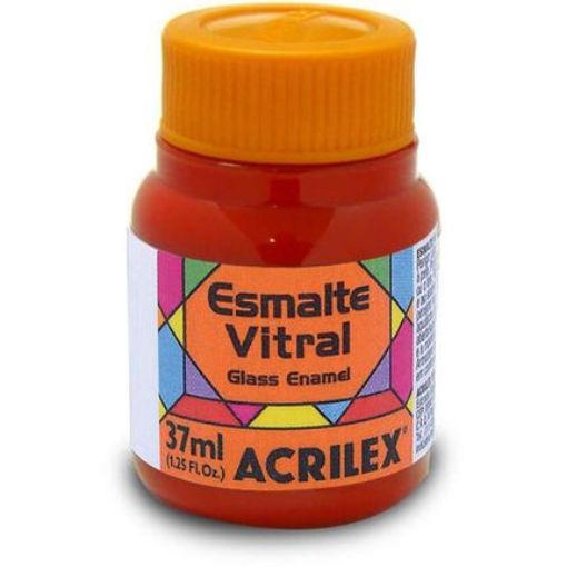 Imagen de Esmalte vitral para vidrio y ceramica "ACRILEX" *37ml. color Rojo bermellon 523