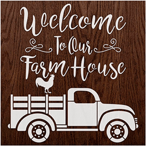 Imagen de Stencil marca  de 20x20 cms. cod.STXX-197 Welcome to our farmhouse LITOARTE