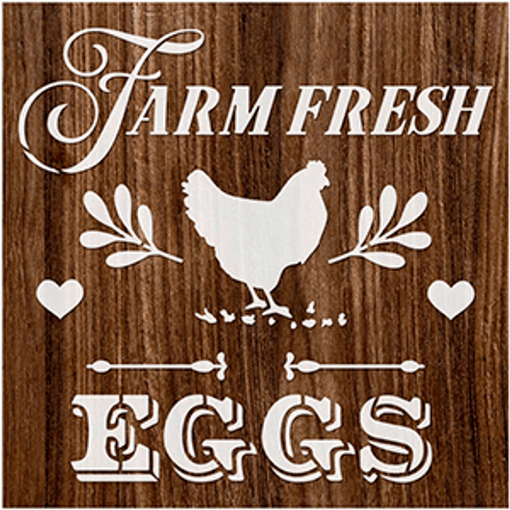 Imagen de Stencil marca  de 14x14 cms. cod.STA-142 Eggs Farm Fresh LITOARTE