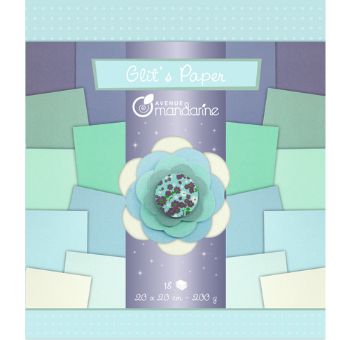 Imagen de Glitz Paper  20*20cms 18 hojas 200grs. combinacion celestes y turquezas