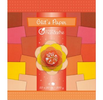 Imagen de Glitz Paper  20*20cms 18 hojas 200grs. combinacion naranjas y amarillos