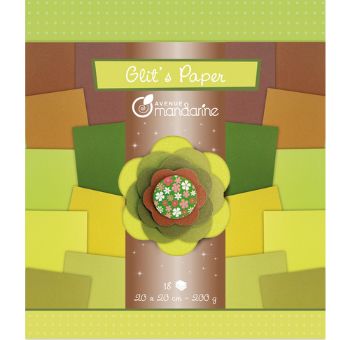 Imagen de Glitz Paper  20*20cms 18 hojas 200grs. combinacion verdes claros y oscuros