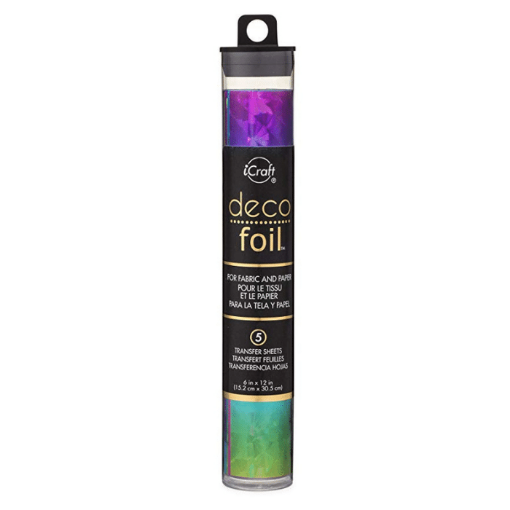 Imagen de Deco Foil Transfer  tubo con 5 hojas de 15.2*30.5cms. Color Rainbow Shattered Arcoiris Vidrio ICRAFT