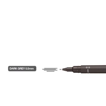 Imagen de Marcador  estilografo para dibujo fineliner permanente con punta graduada color Gris oscuro 0.5mm. UNI PIN
