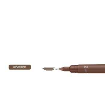 Imagen de Marcador  estilografo para dibujo fineliner permanente con punta graduada color Sepia 0.5mm. UNI PIN