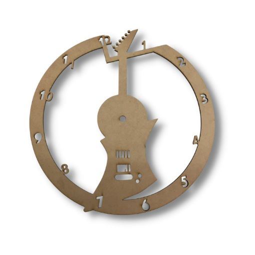 Imagen de Reloj de mdf calado laser de 27cms. modelo guitarra