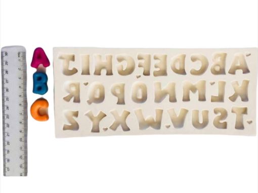 Imagen de Molde de silicona no.005 modelo abecedario grande 26 letras de 2cms. aprox.