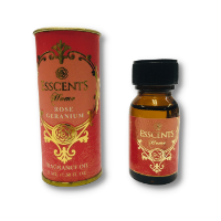 Aceite aromatico indio esencia en frasco de 15ml. con estuche fragancia Rosa y Geranio ESSCENTS