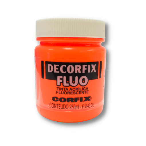 Imagen de Acrilico Decorfix Fluo tinta acrilica fluorescente *250ml. color 1010 Naranja fuego CORFIX 