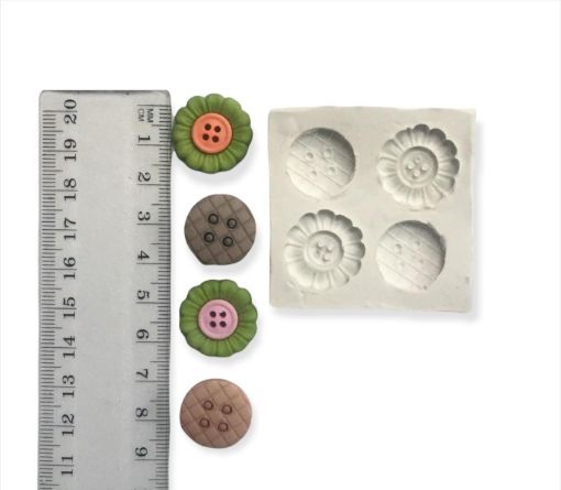 Imagen de Molde de silicona para resina y masas nro.025 modelo 4 botones de 2cms.