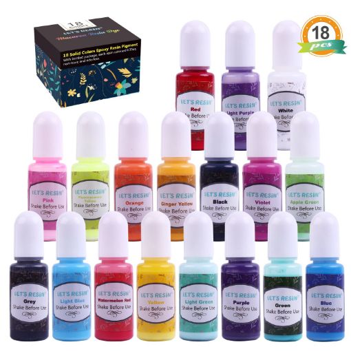 Imagen de Pigmentos liquidos concentrados opacos para resina Epoxi  *10ml. LETS REsin kit de 18 colores  LETS RESIN