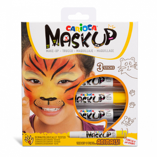 Imagen de Pintura para rostro en barra "CARIOCA" Mask Up set de 3 colores linea Animals