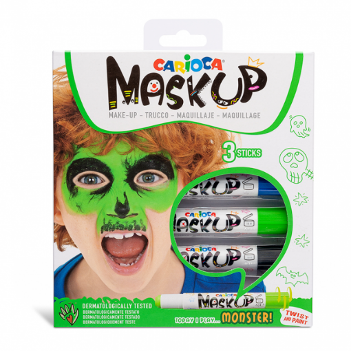 Imagen de Pintura para rostro en barra "CARIOCA" Mask Up set de 3 colores linea Monster