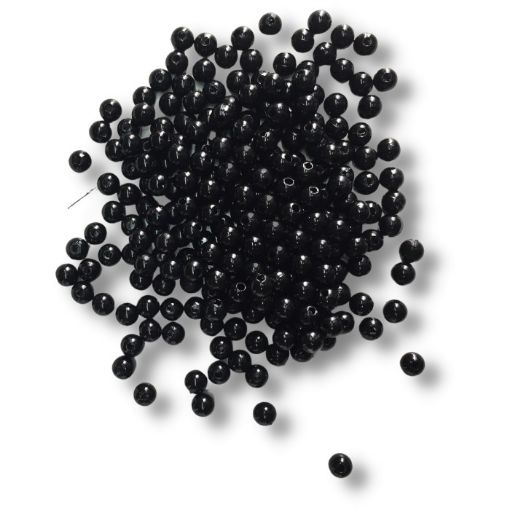 Imagen de Perlas con agujero para enhebrar de plastico ABS brillantes de 6mms "CIRCULO" x25grs=230 unidades color Negro 30