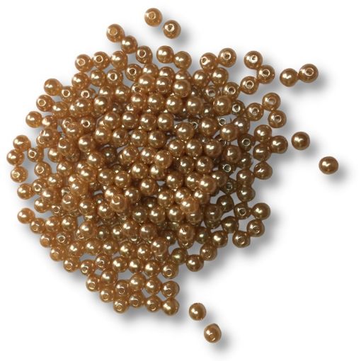 Imagen de Perlas con agujero para enhebrar de plastico ABS brillantes de 6mms "CIRCULO" x25grs=230 unidades color Caramelo Oro Viejo 50