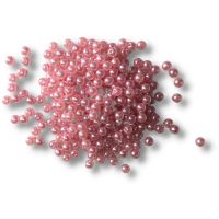 Perlas con agujero para enhebrar de plastico ABS brillantes de 6mms "CIRCULO" x25grs=230 unidades color Rosa Bebe 70