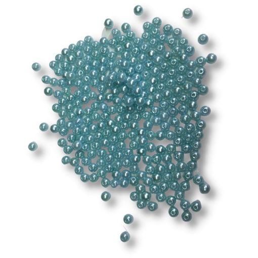 Imagen de Perlas con agujero para enhebrar de plastico ABS brillantes de 6mms "CIRCULO" x25grs=230 unidades color Celeste 100