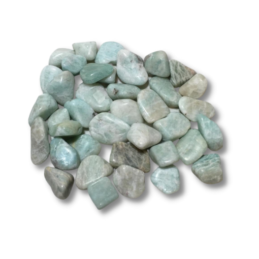 Imagen de Piedras semi preciosas Amazonita rolada piedras de 1.5 a 2cms. en paquete de 100grs.