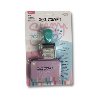Imagen de Sello rotativo 12 en 1 stamp "IBI CRAFT" con 12 motivos Serie Bullet incluye almohadilla 