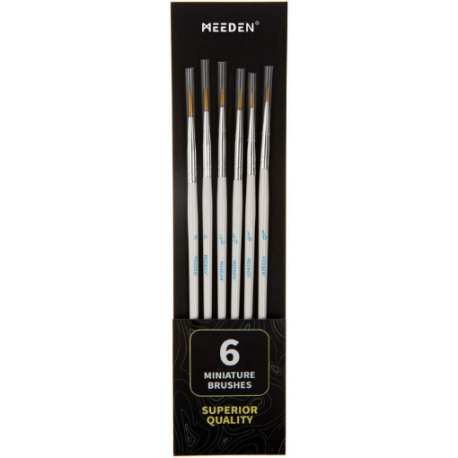 Imagen de Set de 6 pinceles profesionales de diferentes medidas para micro detalles con mango corto "MEEDEN" 