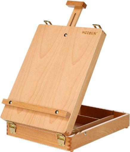 Imagen de Valija caballete premium de 27x37cms madera de Haya Studio Sketch Box Easel "MEEDEN" modelo HBX-3