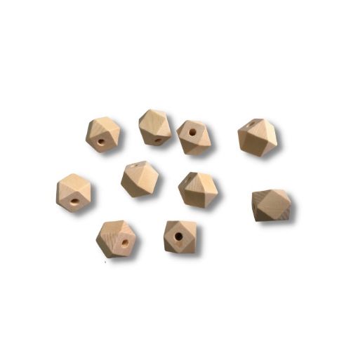 Imagen de Cuentas de madera octogonales con agujero natural de 15mms x10 unidades