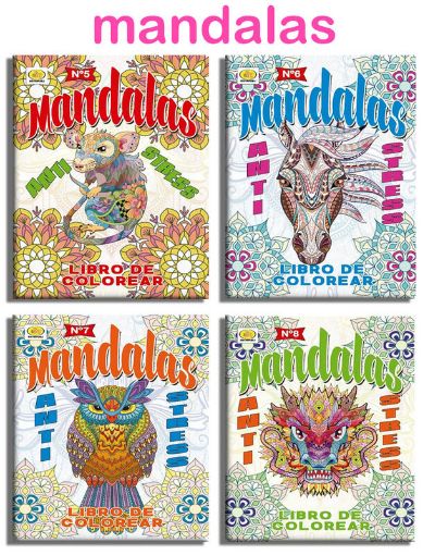 Imagen de Libro para colorear serie Mandalas Anti Stress con 50 paginas de 21x30cms 4 tapas a eleccion