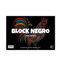 Block de cartulina Negra "DL" A4 110grs. *20 hojas 