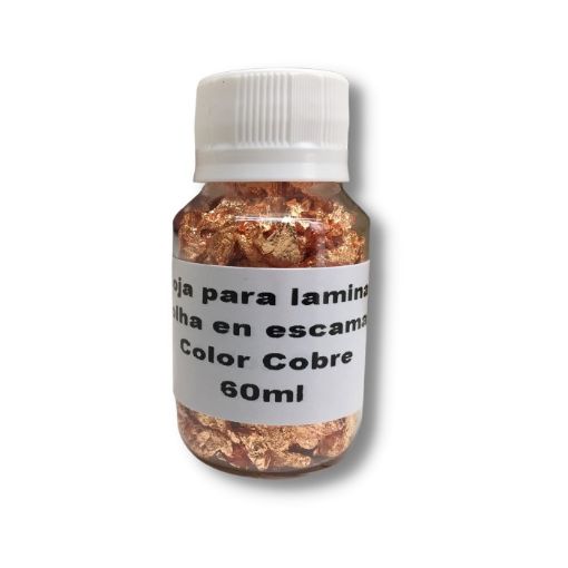 Imagen de Pan de oro Hoja para laminar folha en escamas en frasco de 60ml color Cobre