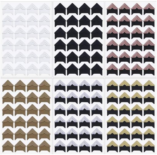 Imagen de Esquineros adhesivos de 2cms scrapbooking en plancha x24 unidades color Negro con Plata