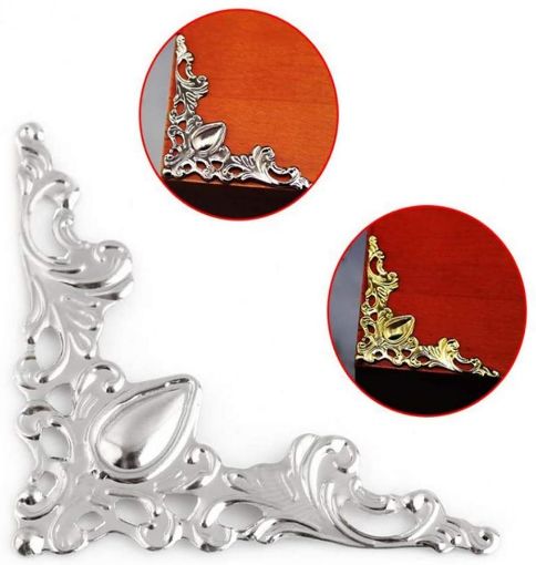 Imagen de Esquineros de metal de hierro decorativos de 4x6cms x25 unidades color Oro Viejo
