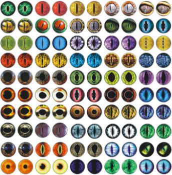 Imagen de Ojos realistas de vidrio de 10mms para munecos animales dragones x10 unidades colores surtidos