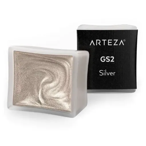 acuarela metalizada premium pastilla metallic water colors color a701 gs2 silver arteza 0