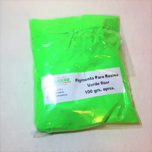 pigmento polvo para resina fluorescente 100grs color verde fluo 0