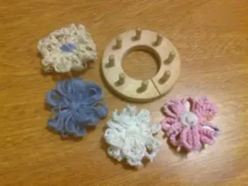 telar circular madera africana okume 8cms 8 tarugos para flores 0